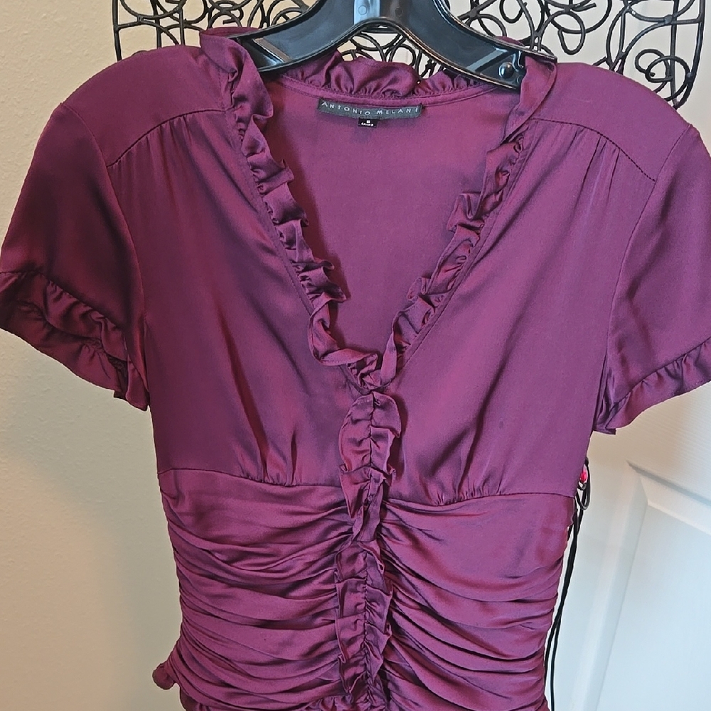 Antonio Melani Sz Sm Silk and Spandex top in Burgundy